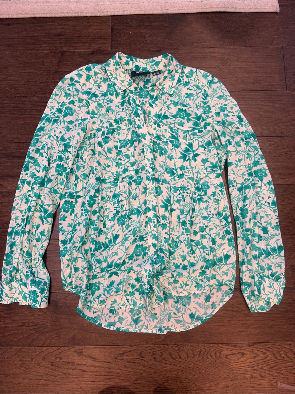 Maeve Women's Teal Floral Button-Front Shirt Size XS - C69-050